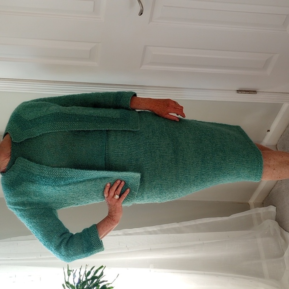 Vintage Hand Knit Deep Turquoise Skirt Set - Picture 2 of 15